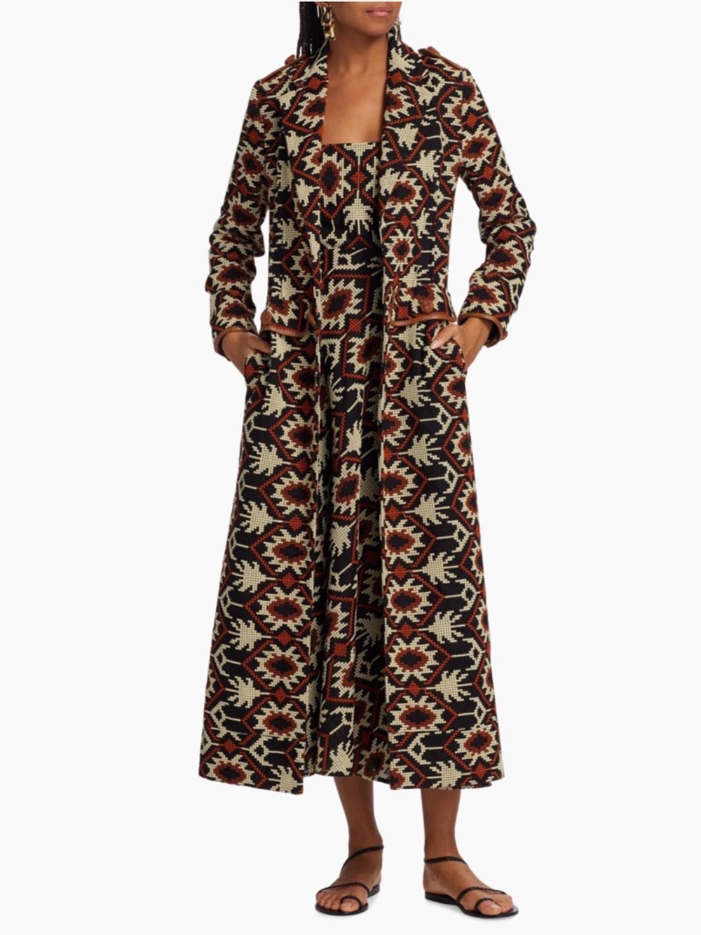 Encoded Stitches Embroidered Voile
Trench Coat